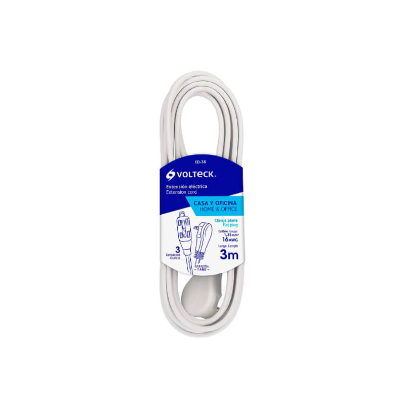 EXTENSION ELECTRICA 3M 16AWG 127V-13A VOLTECK