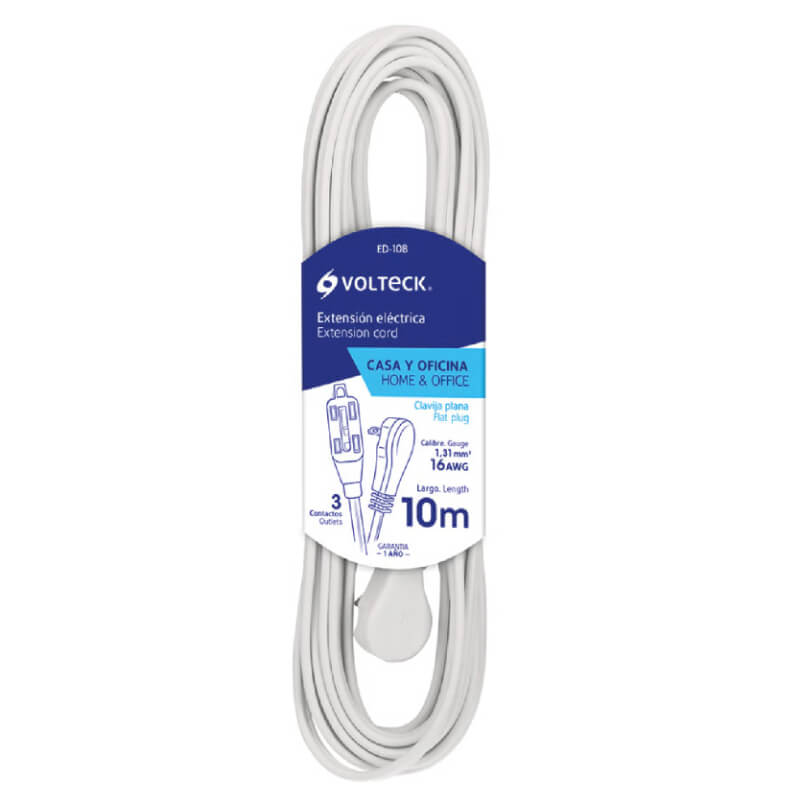 EXTENSION ELECTRICA 10M 16AWG 127V-13A VOLTECK
