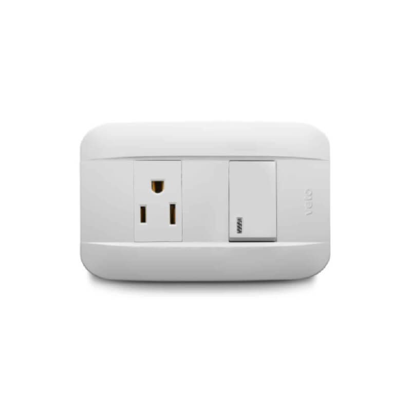 INTERRUPTOR + TOMACORRIENTE AMER 2P+E PLA38209 BLANCO VETO