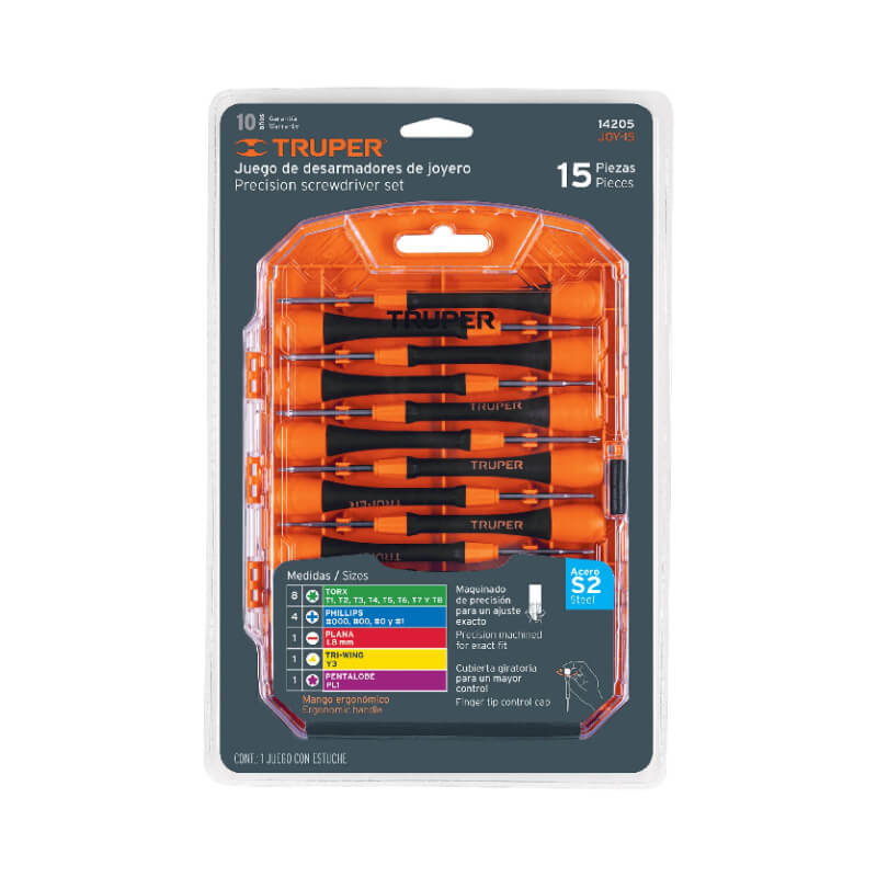 JUEGO DESTORNILLADORES JOYERO 15PZS 14205 TRUPER