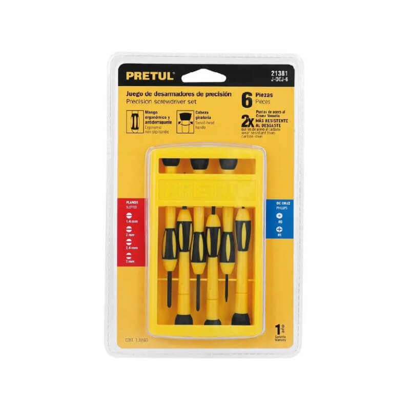 JUEGO DESTORNILLADORES JOYERO 6PZS 21381 PRETUL