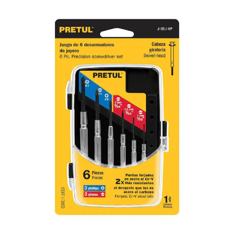 JUEGO DESTORNILLADORES JOYERO 6PZS 21382 PRETUL