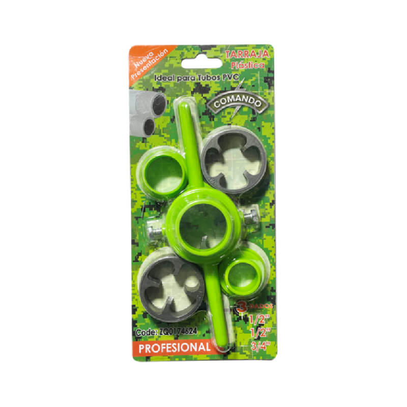 JUEGO TERRAJA PLASTICA PARA PVC 1/2