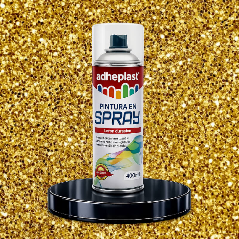 PINTURA EN SPRAY ORO BRILLANTE CON ESCARCHA 400ML ADHEPLAST