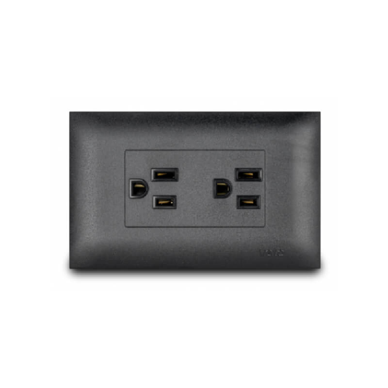 TOMACORRIENTE DOBLE POLARIZADO AMER 2P+E VIV19352 NEGRO VETO