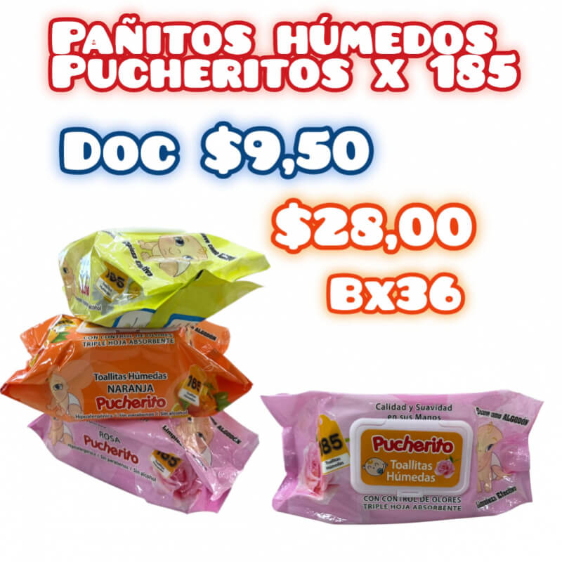 PAÑITOS HUMEDOS PUCHERITO X185