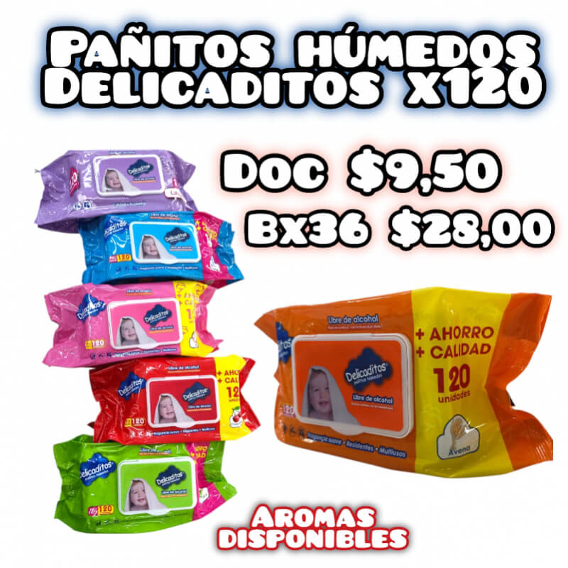 PAÑITOS HUMEDOS DELICADITO X120