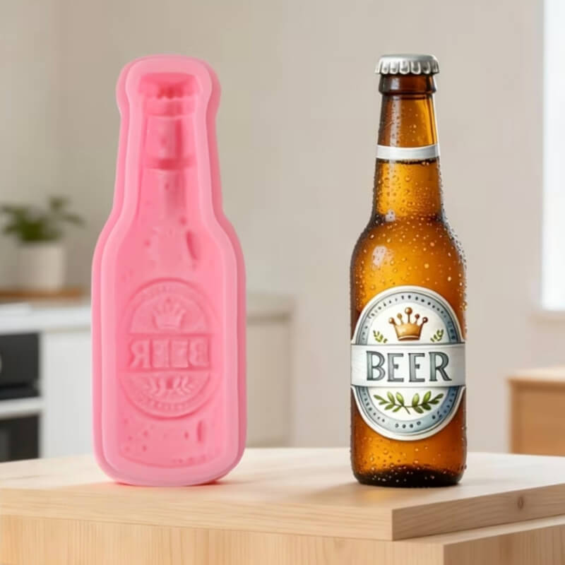 Molde de silicona con diseño de Botella de Cerveza, para uso en Velas, porcelana fría, resina, chocolate, alimentos.