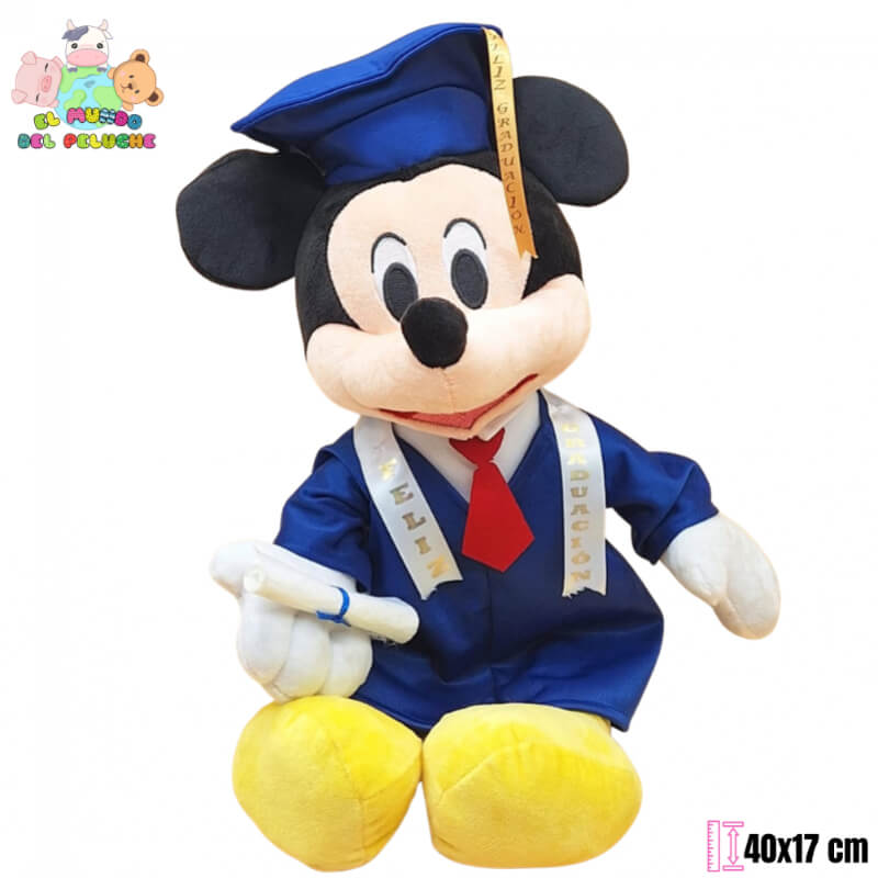 Peluche Mickey Graduado Importación | Personaje Clásico de Graduación | 40x17 cm | El Mundo del Peluche