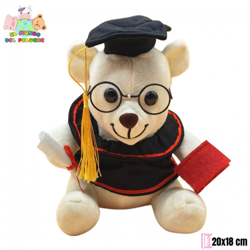 Oso de Peluche Graduación con Lentes #1 | 20x18 cm | El Mundo del Peluche