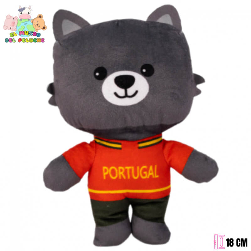 Peluche Lobo de Portugal – Colección Mundialera Fan | 18 cm | El Mundo del Peluche