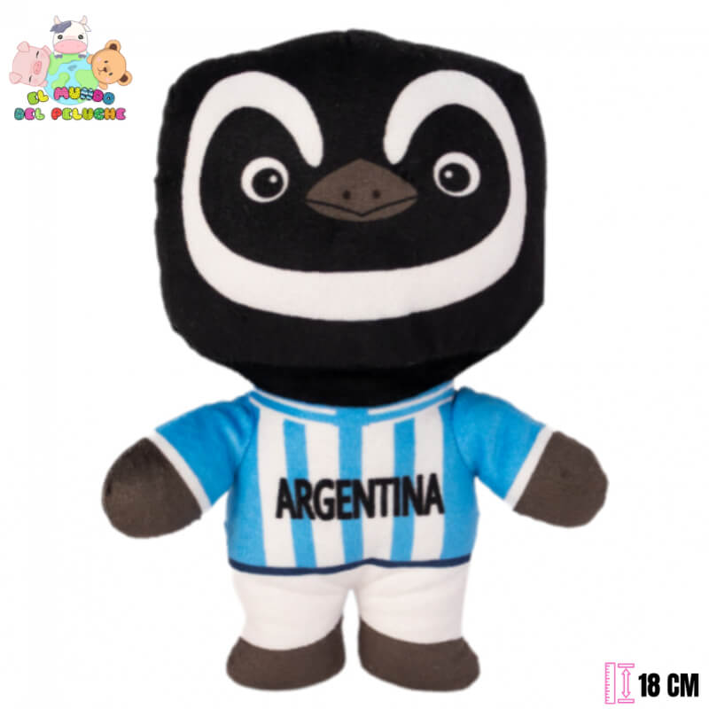 Peluche Pingüino de Argentina – Colección Mundialera Fan | 18 cm | El Mundo del Peluche