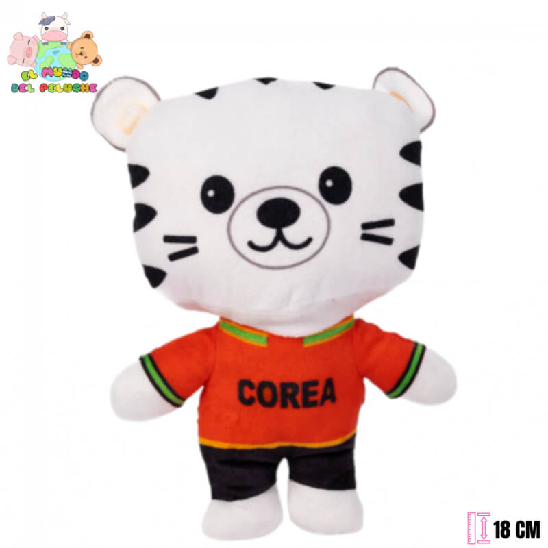 Peluche Tigre Blanco de Corea – Colección Mundialera Fan | 18 cm | El Mundo del Peluche