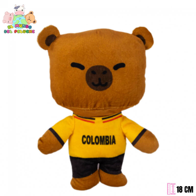 Peluche Capibara de Colombia – Colección Mundialera Fan | 18 cm | El Mundo del Peluche