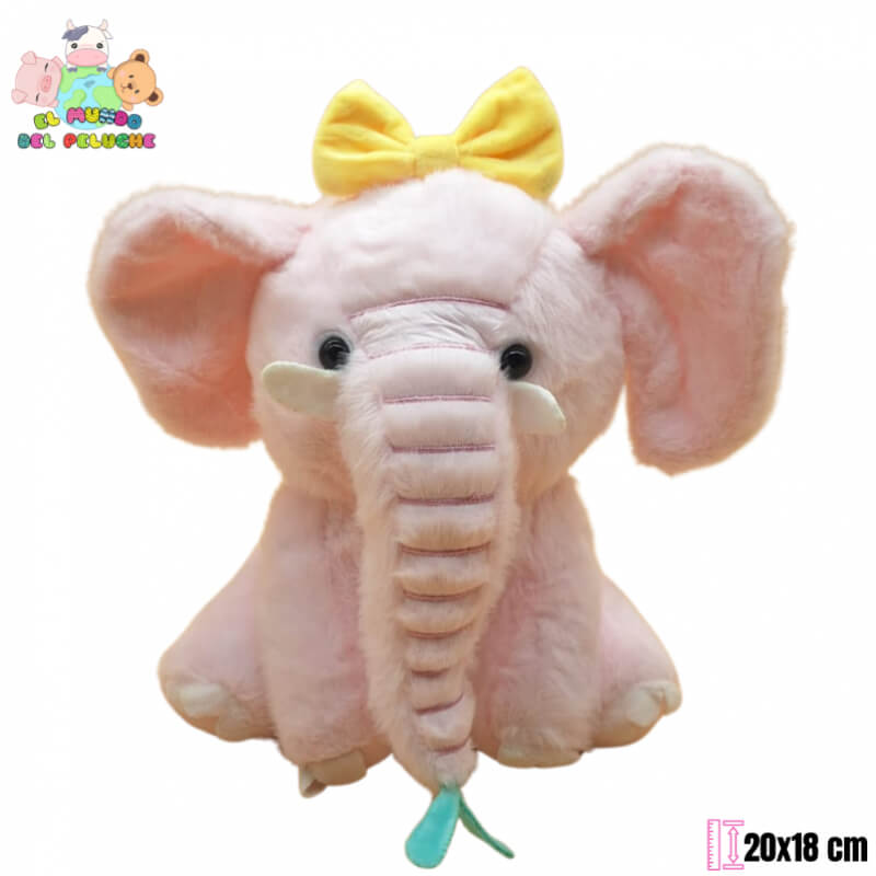 Elefante con Corona #1 | 20x18 cm | Color Rosa o Gris | El Mundo del Peluche