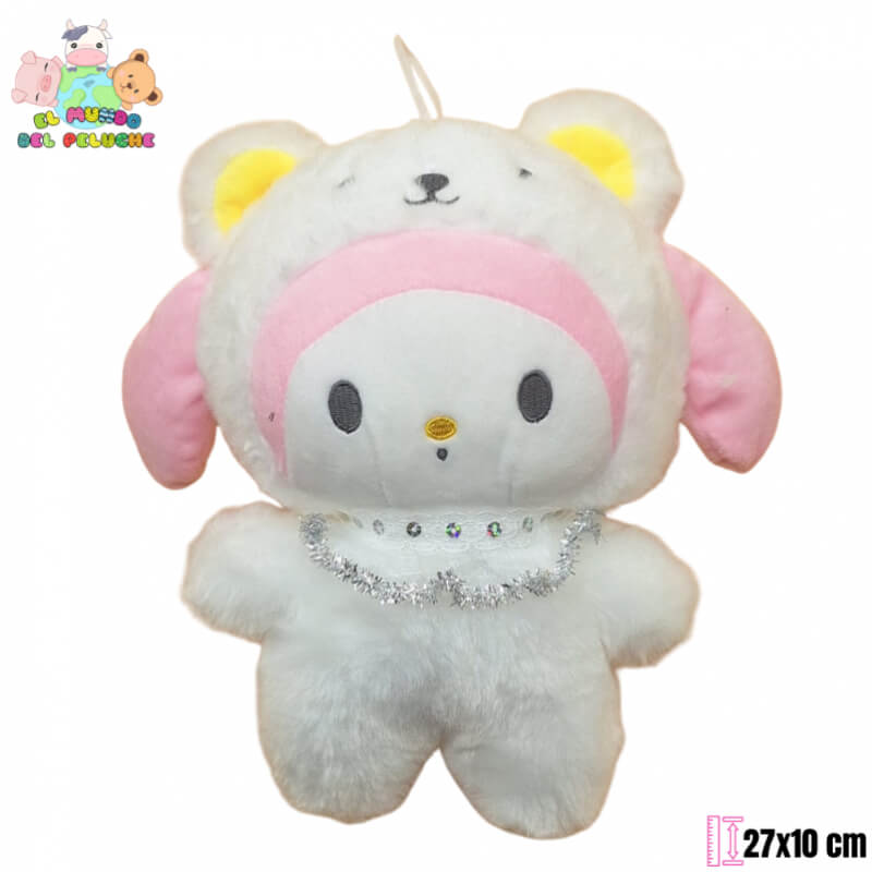Peluche My Melody con Disfraz de Oso Blanco | 27 x 10 cm | El Mundo del Peluche