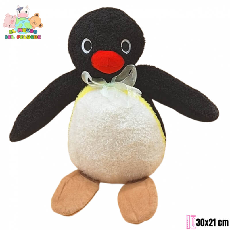 Peluche Pingüino Pingu con Moño | 30x21 cm | El Mundo del Peluche