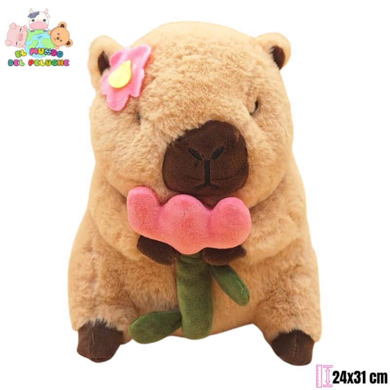 Capibara con Tulipán | 24x31 cm | El Mundo del Peluche