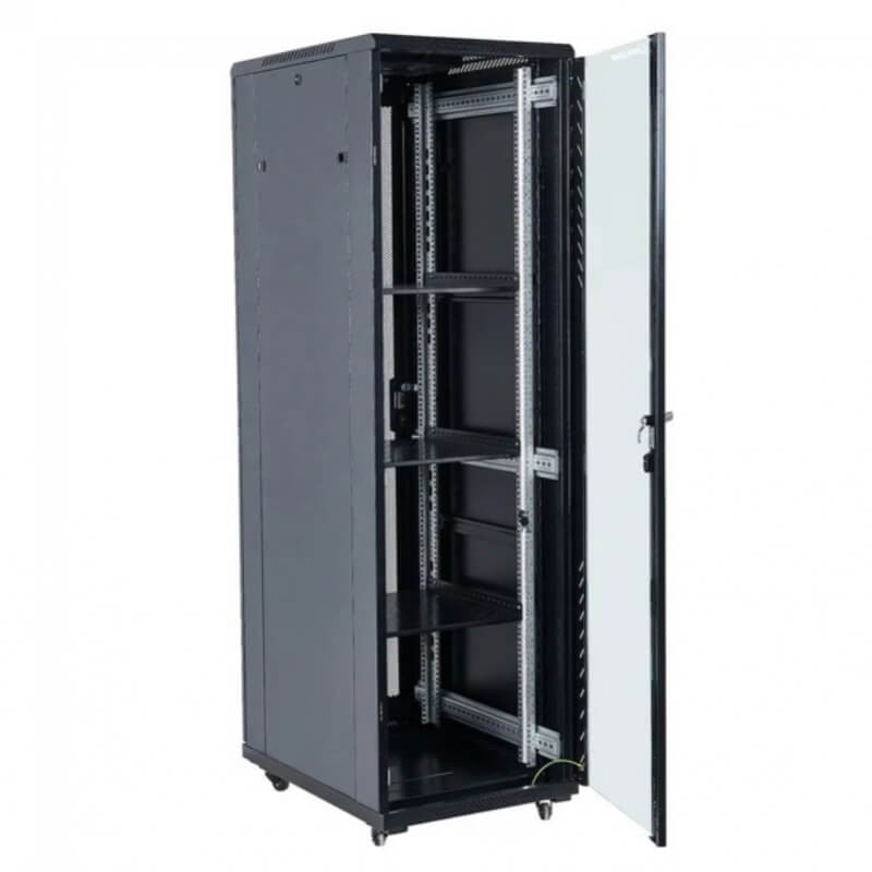 Rack de Piso 42U TECLAM con Ventilador y Puerta de Vidrio