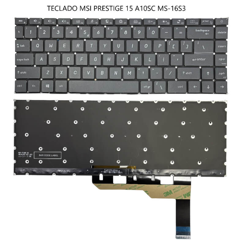 TECLADO MSI Prestige 15 A10SC MS-16S3 Black With Backlit