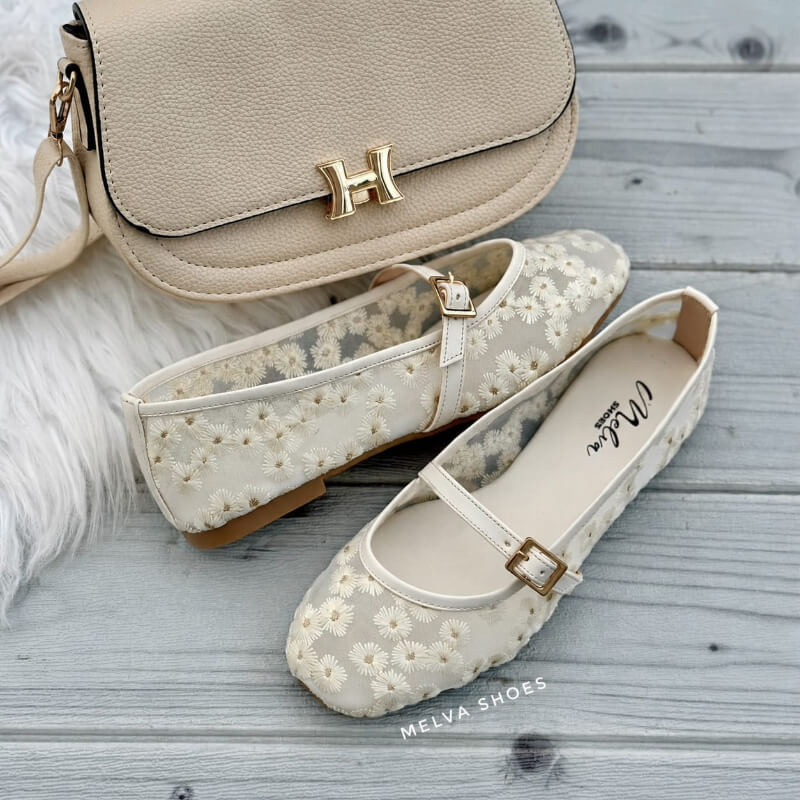 Baletas Beige Floral