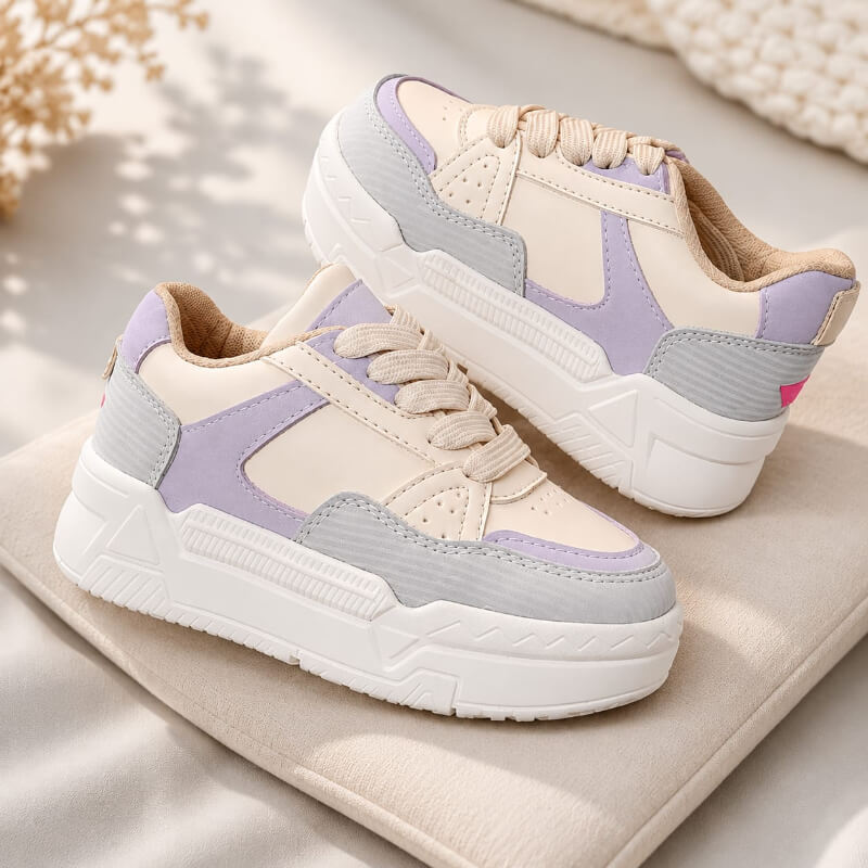 Sneakers Niña Lila y Gris