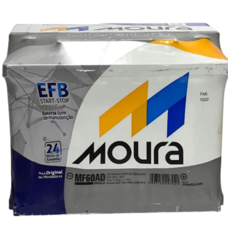 BATERIA MOURA CAJA 55 14 PLACAS 60 AMPERIOS EFB STAR STOP