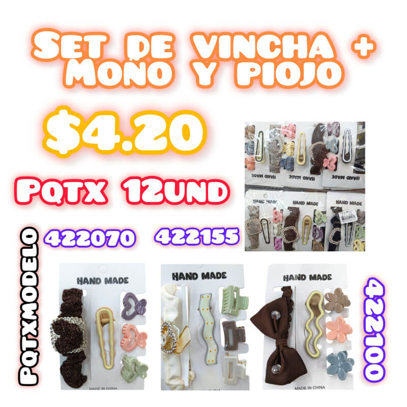 SET DE VINCHA + MOÑO Y PIOJITO