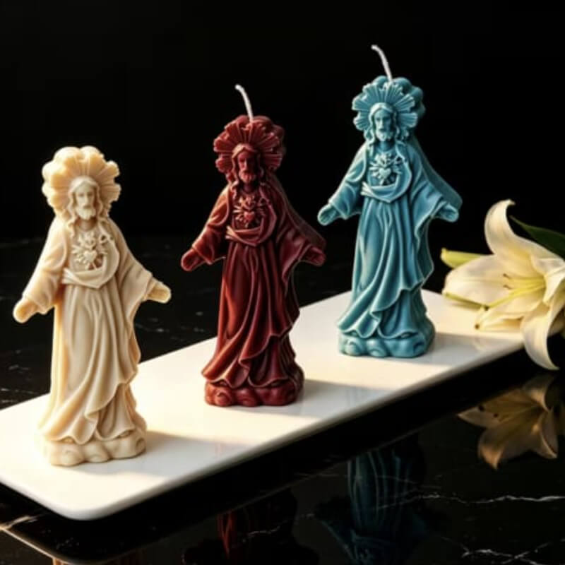 Molde de silicona con diseño de Sagrado Corazón de Jesús para uso en Velas, Jabones, resina, chocolate o yeso, alimentos.