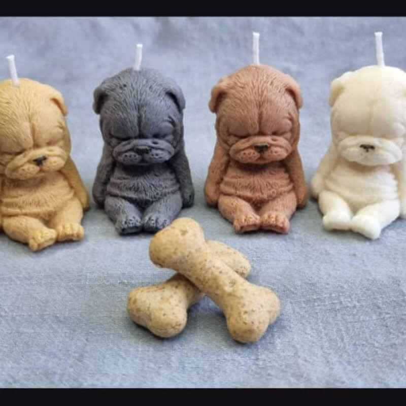 molde de perro de bulldog sentado