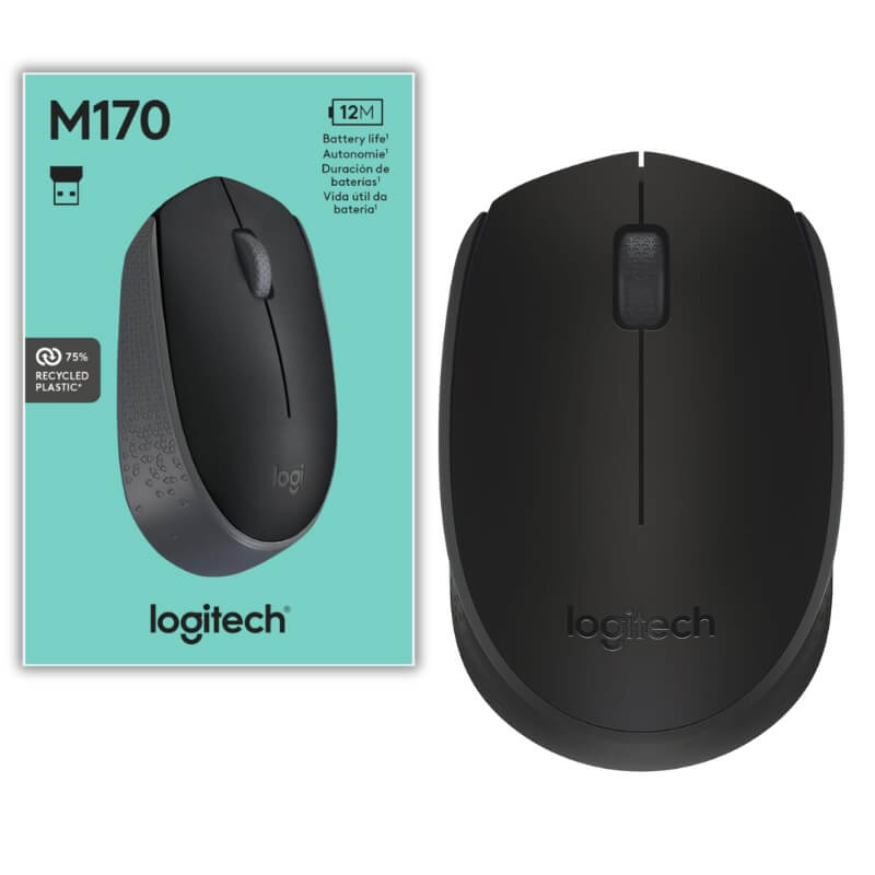 MOUSE/LOGITECH M170/WIRELESS/3 BOTONES/2.4 GHZ/INTRRUP. ENCD-APGDO/GRAY CLAMSHELL