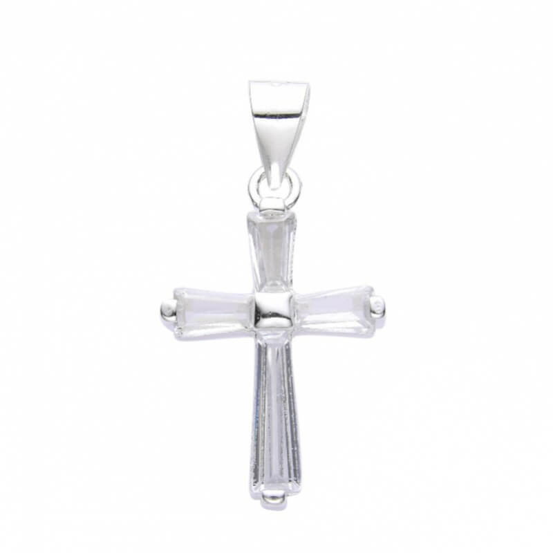 Cruz de Plata Cristal: Joya Religiosa Artesanal, Símbolo de Fe y Protección