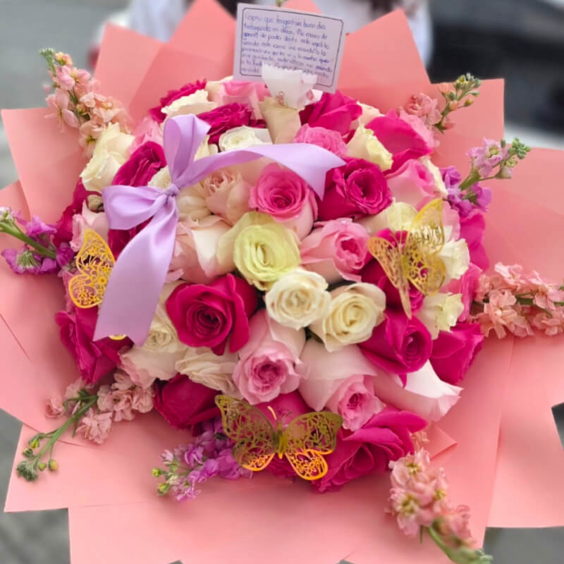 PRIMAVERA REAL | Domo Luxury de Rosas Mix & Destellos de Oro