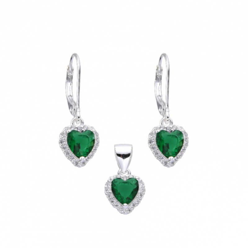 Juego de Corazón Verde: Set de Joyería Elegante y Moderno.