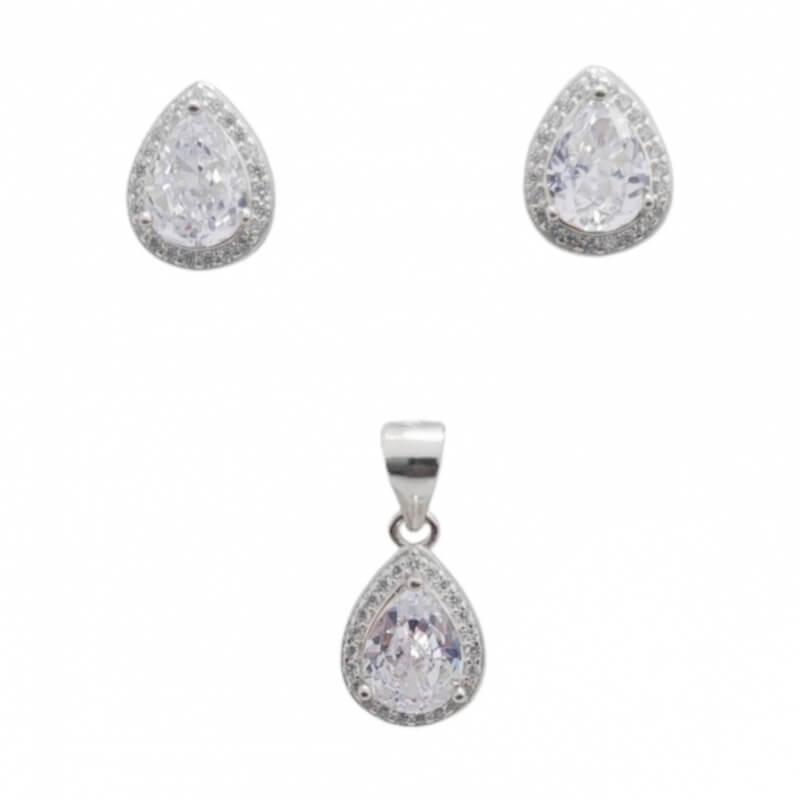 Juego de Gota Blanco aretes de aza Set de Joyería Elegante y Moderno.