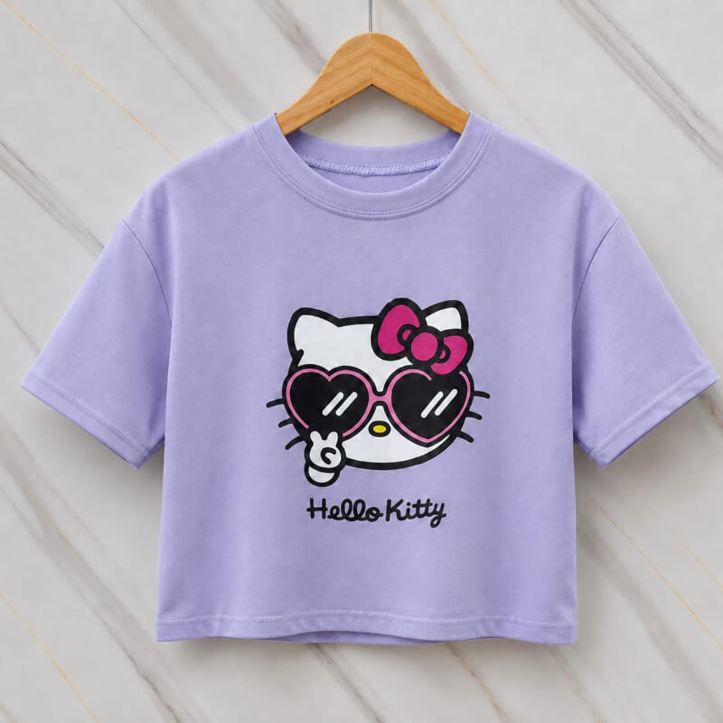 Blusa Corta Kitty Lila con Gafas
