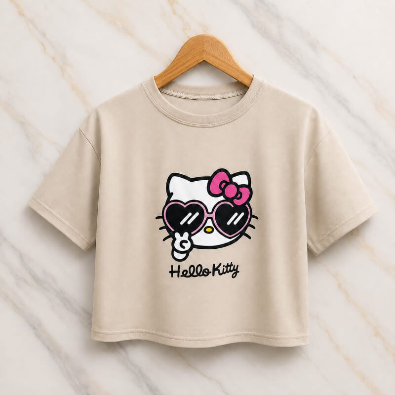 Blusa Corta Kitty Kaki con Gafas