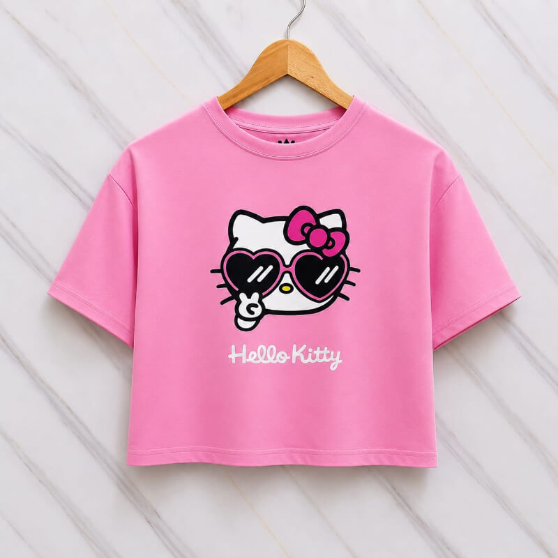 Blusa Corta Kitty Rosada con Gafas