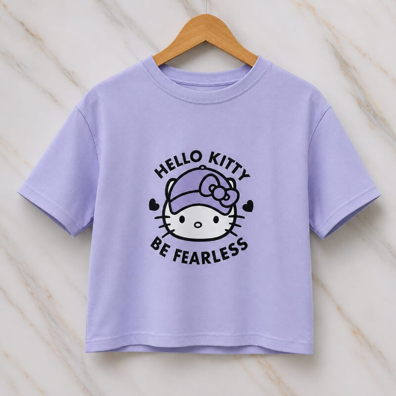 Blusa Corta Kitty Lila con Gorra
