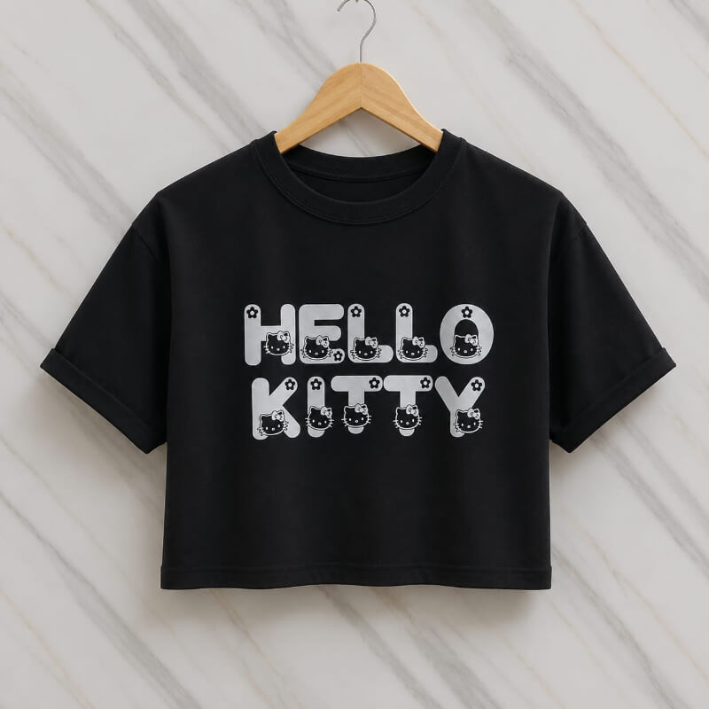 Blusa Corta Negra Hello Kitty