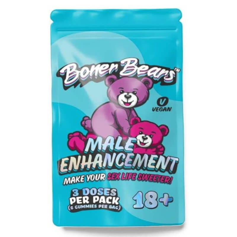 GOMITAS AFRODISIÁCAS PARA ELLOS +18, Paq 6 unidades, Veganas, Sabor tropical. BONER BEARS