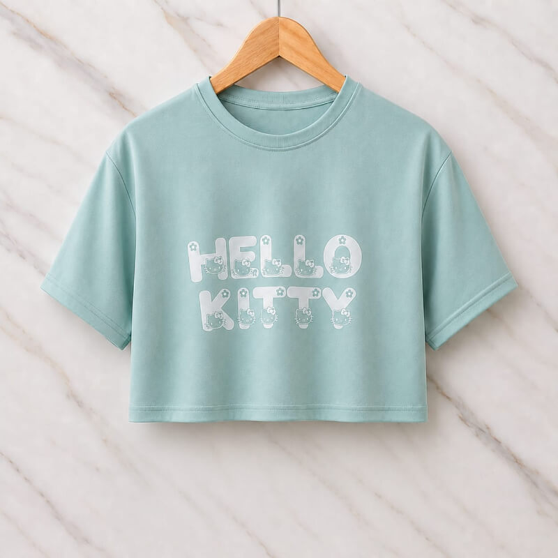 Blusa Corta Menta Hello Kitty