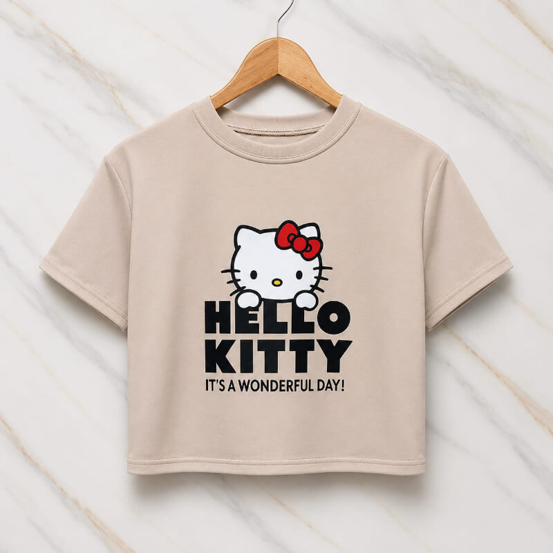 Blusa Corta Kaki Hello Kitty