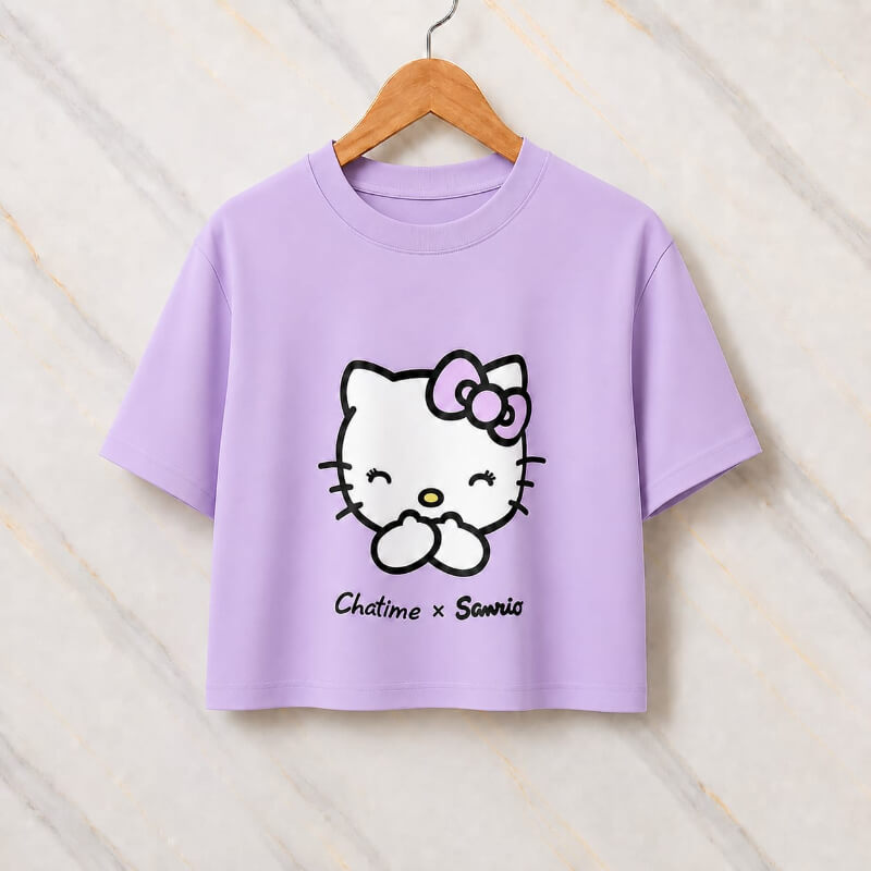 Blusa Corta Lila Carita de Hello Kitty