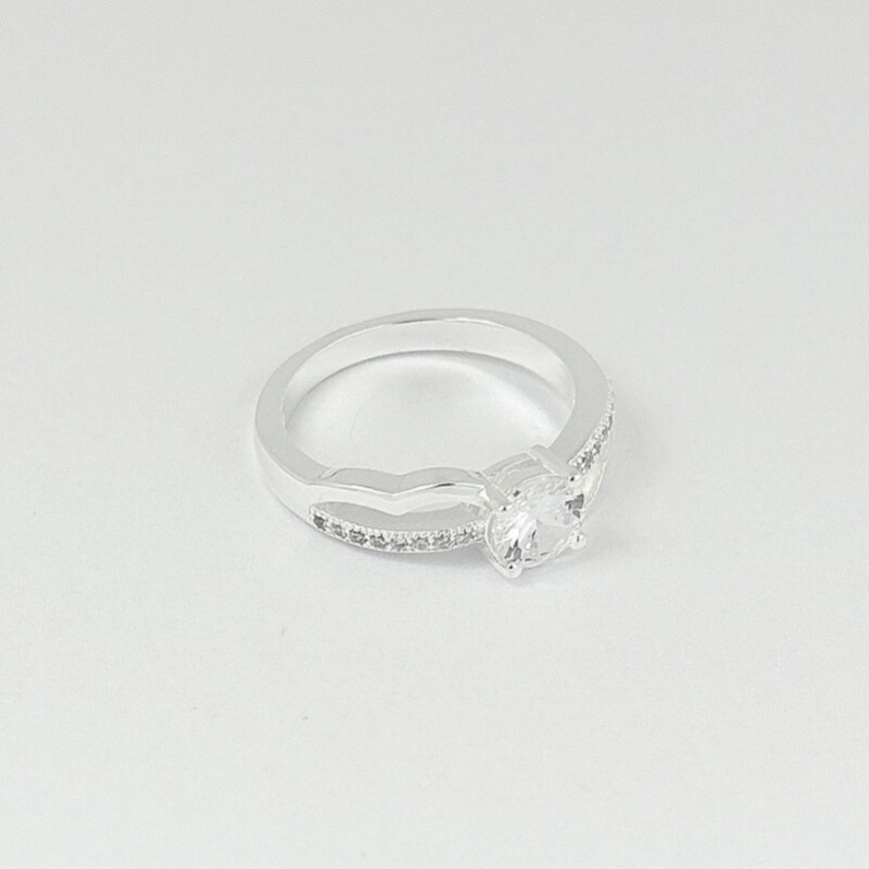 Anillo Solitario Plata Ley 925 con Microcircones - Elegancia y Brillo # 6,7,8,9