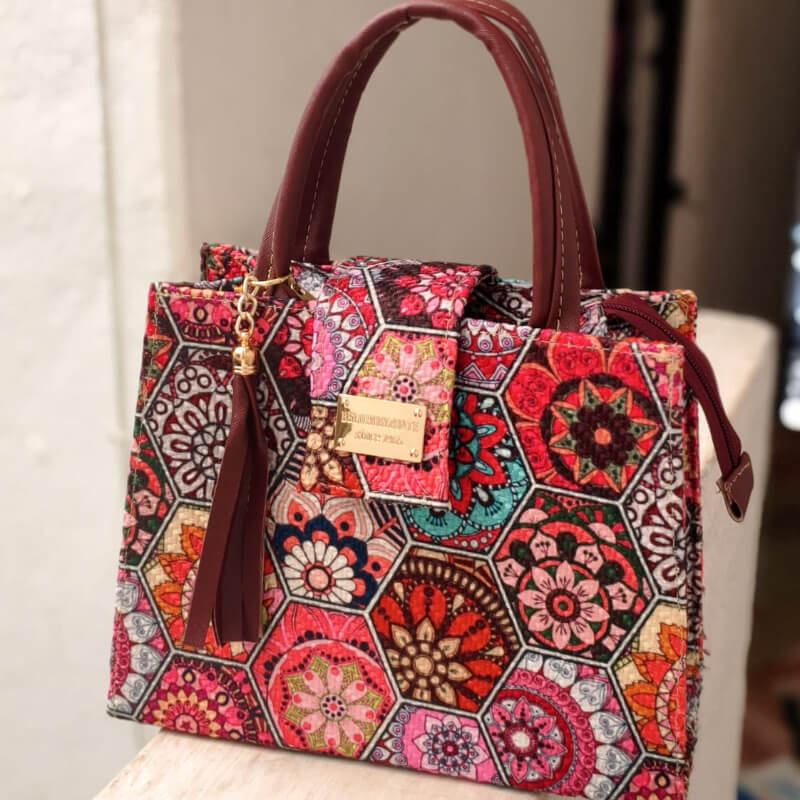Bolso artesanal colores mexicanos incluye correa