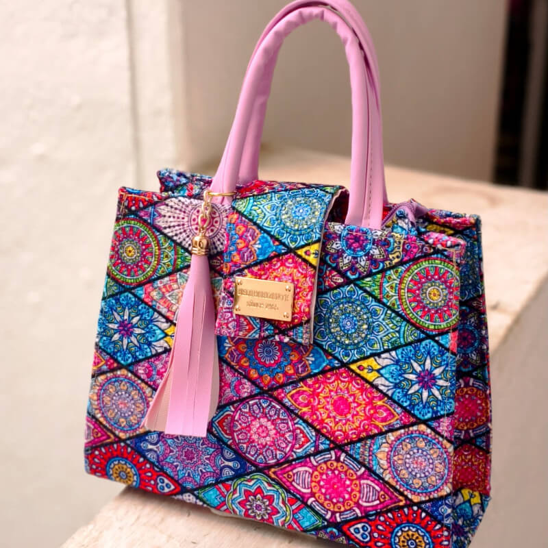 Bolso artesanal colores mexicanos incluye correa