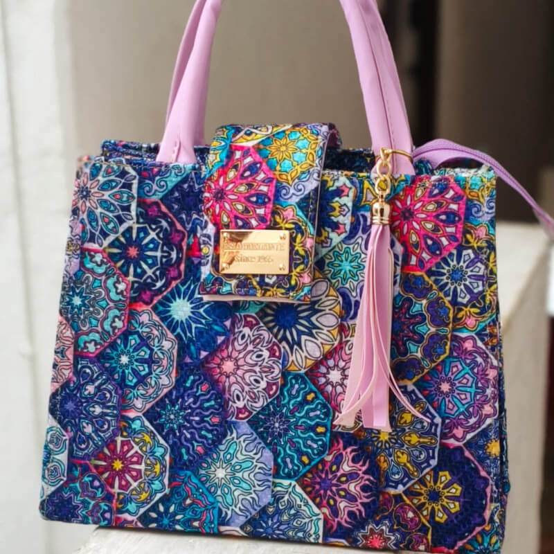 Bolso artesanal colores mexicanos incluye correa