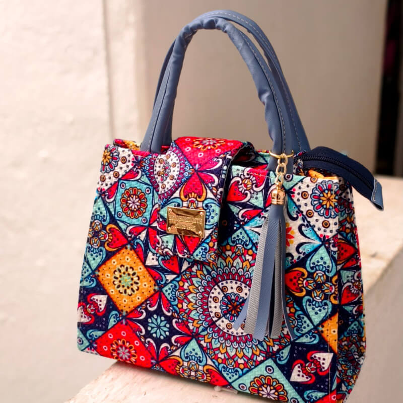 Bolso artesanal colores mexicanos incluye correa