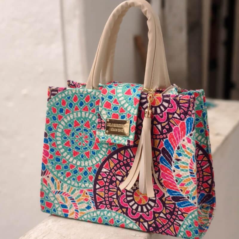 Bolso artesanal colores mexicanos incluye correa